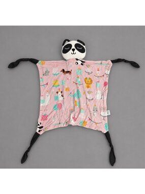 LITTLE SLEEPIES Pink Panda Bear Security Blanket Lovey Birthday Animals Print